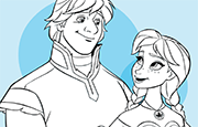 Colorear Anna y Kristoff